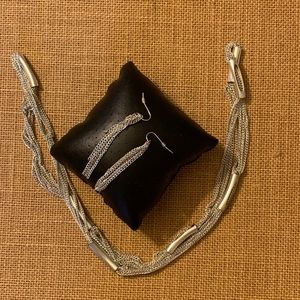 FASHION SILVER TONE NECKLACE EARRING SET